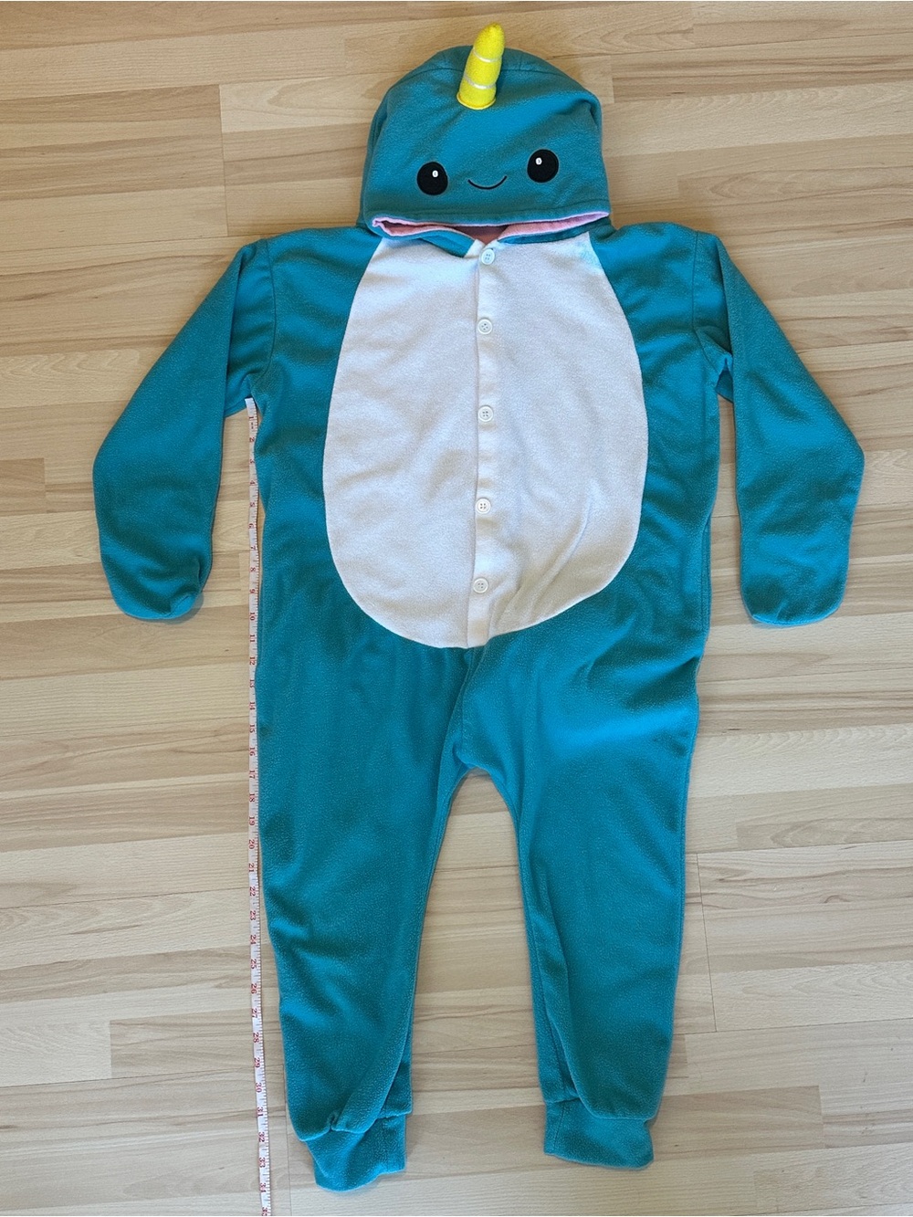 Kids Teal Narwhal Hooded Onsie